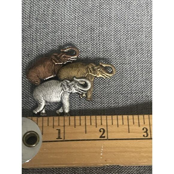 Elegant Elephant Brooch Set - Silver, Gold, Brown - Picture 2 of 4